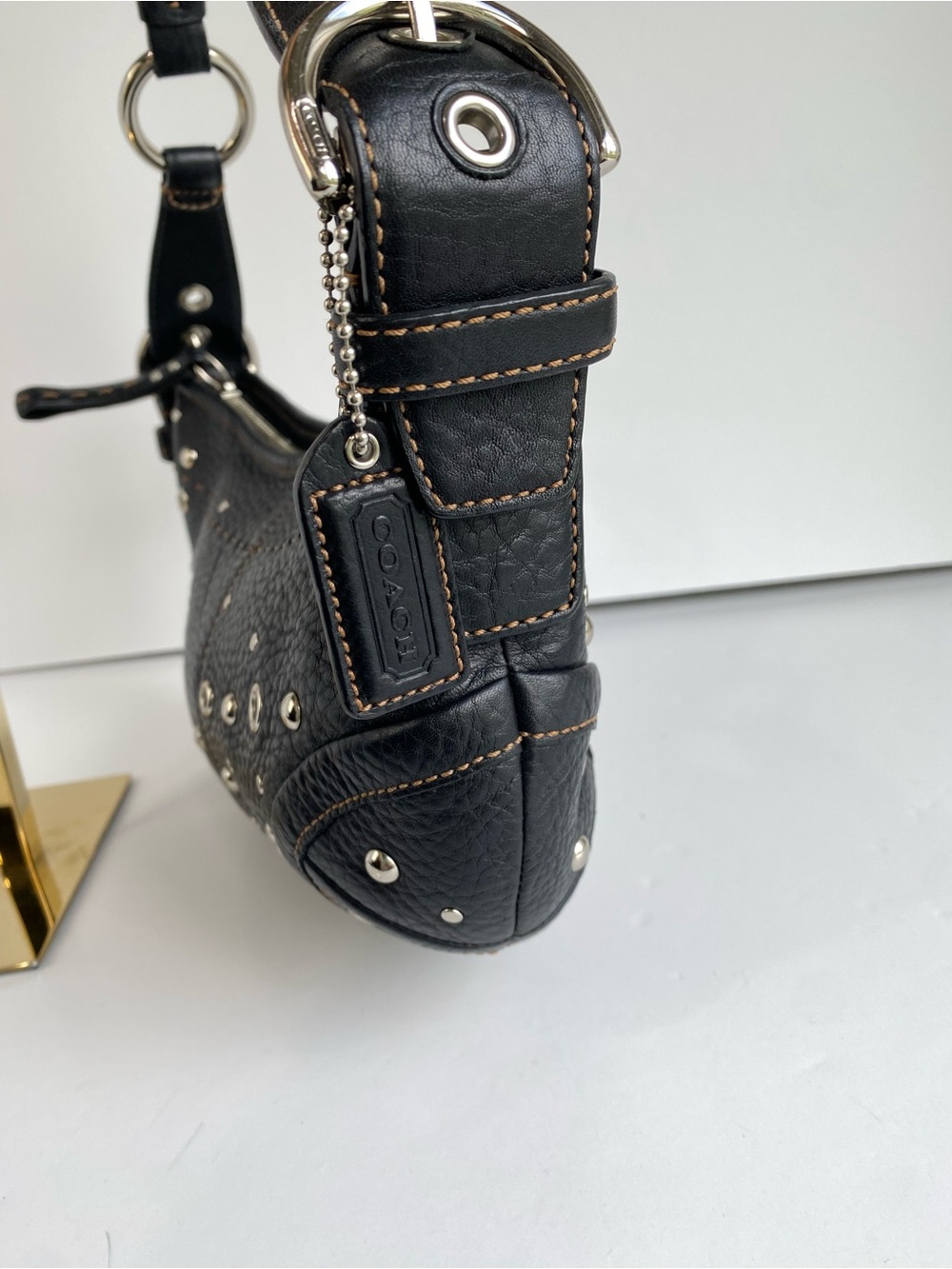 Coach Rare Studded Black Demi Soho Bag Shoulder Hobo Y2K - Picture 12 of 16